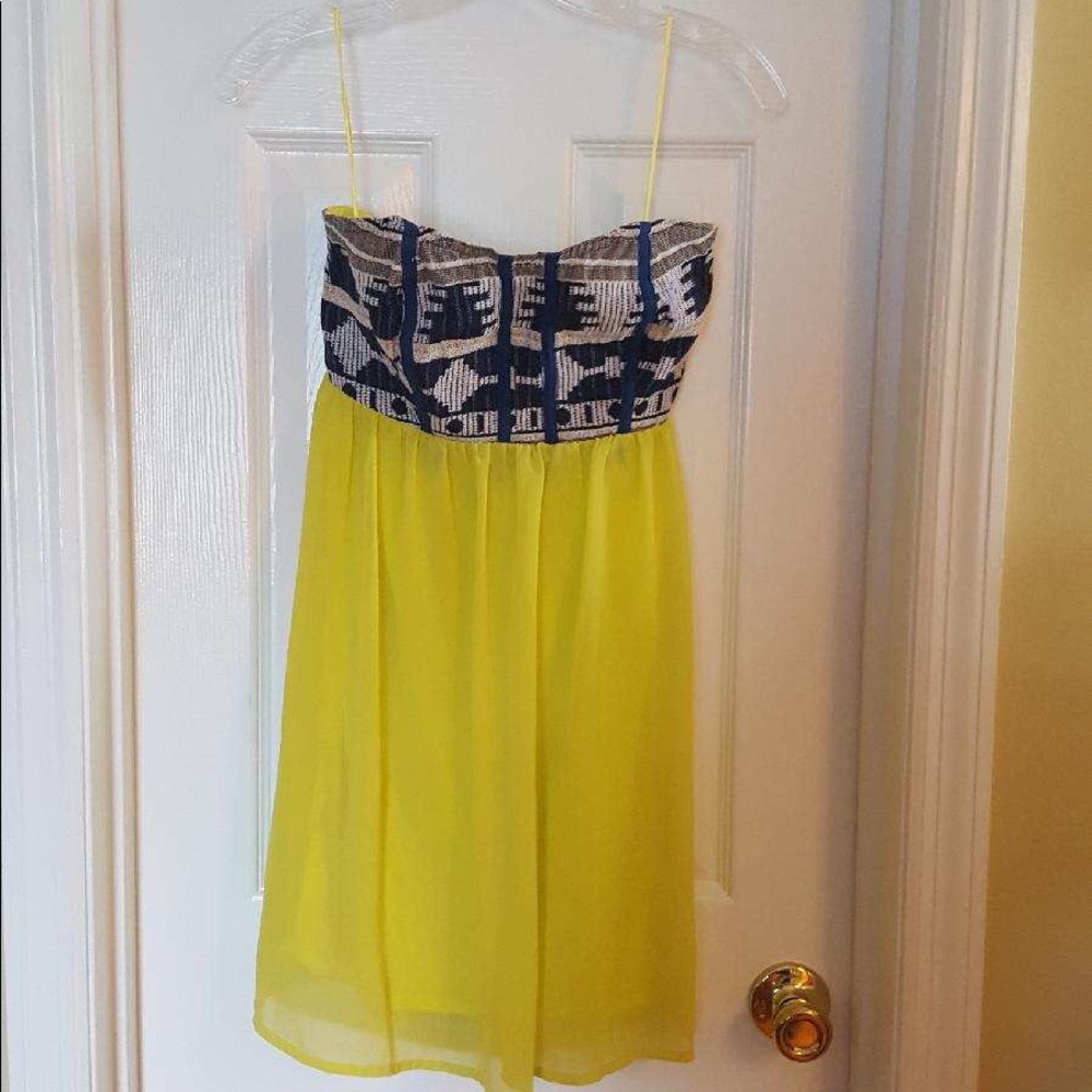 Embroidered Aztec print neon dress